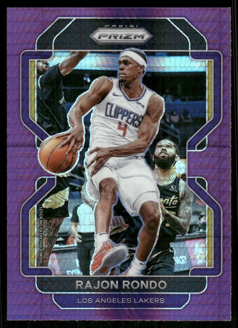 2021-22 Panini Prizm Purple Hyper Rajon Rondo #104 example