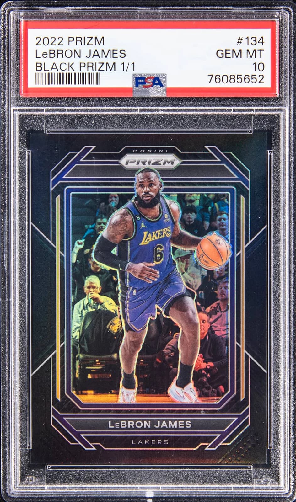 2022-23 Panini Prizm Black 1/1 LeBron James #134 example