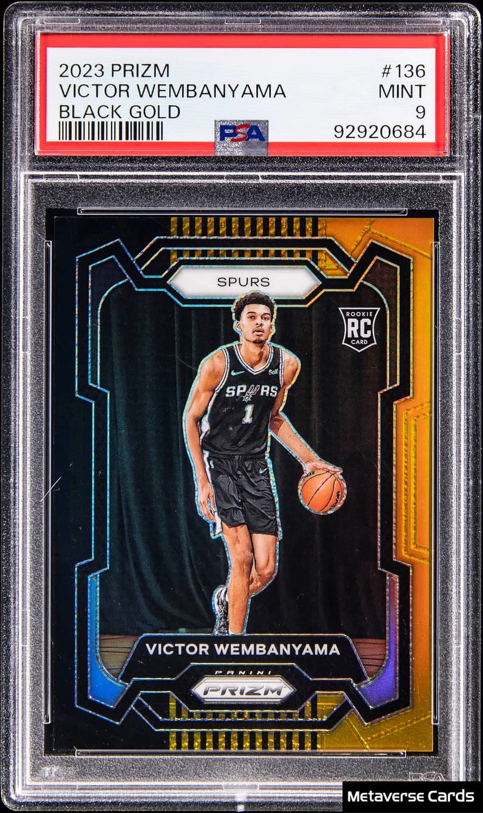 2023-24 Panini Prizm Black Gold /5 Victor Wembanyama #136 example