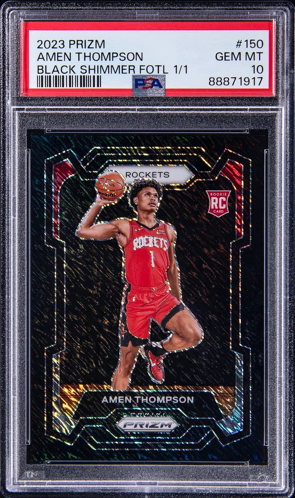 2023-24 Panini Prizm Black Shimmer 1/1 Amen Thompson #150 example