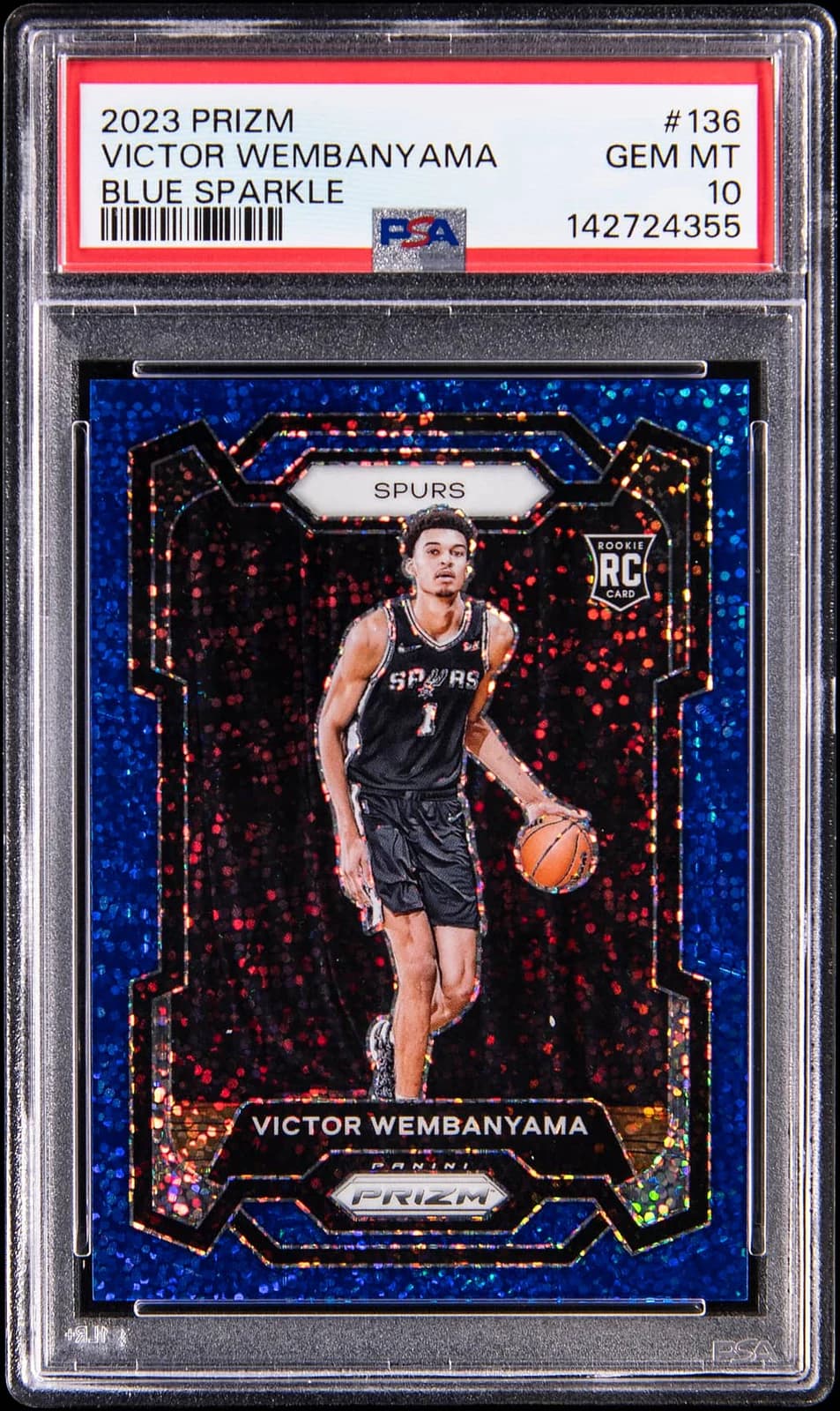 2023-24 Panini Prizm Blue Sparkle /144 Victor Wembanyama #136 example