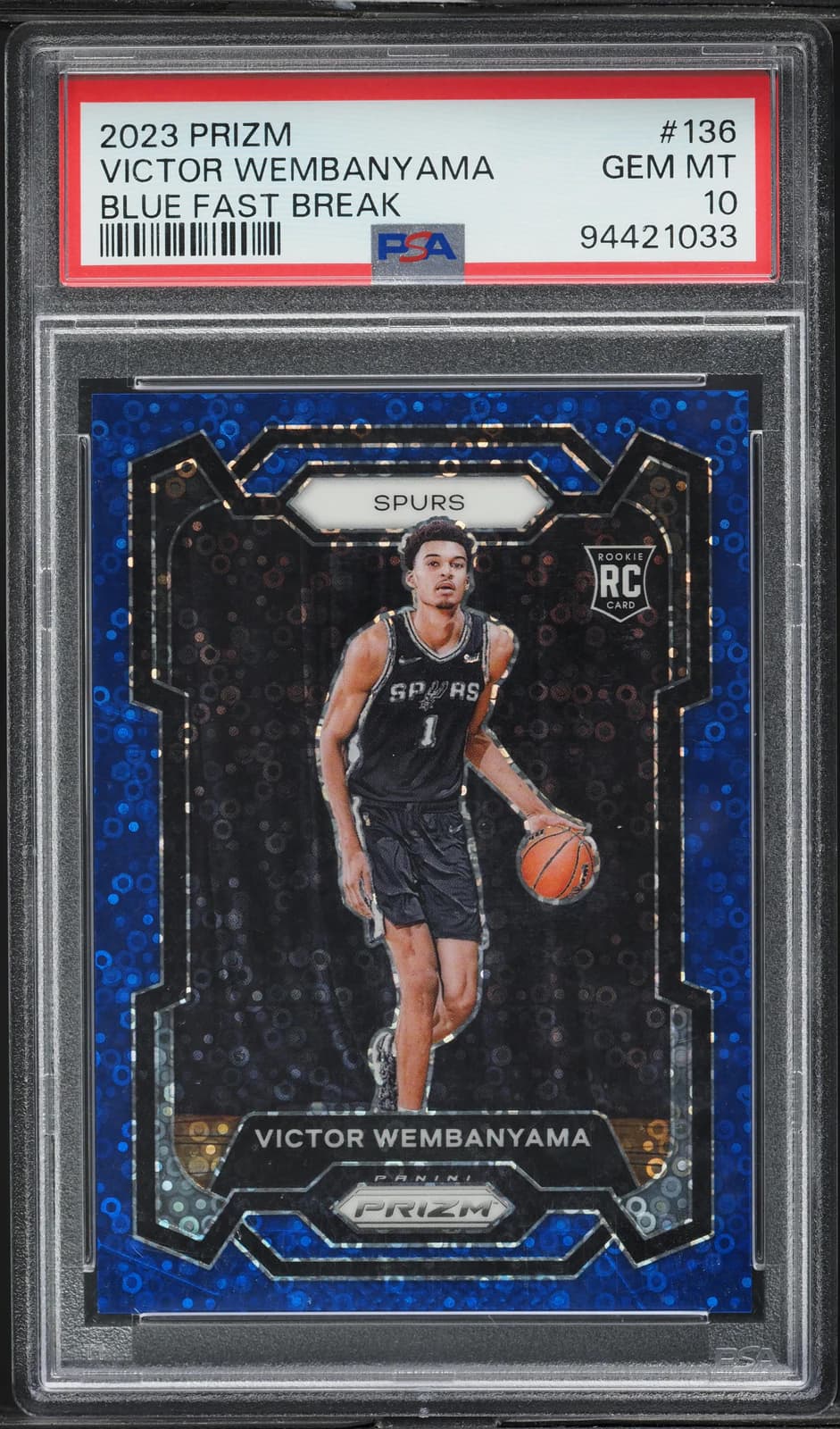 2023-24 Panini Prizm Fast Break Blue /150 Victor Wembanyama #136 example