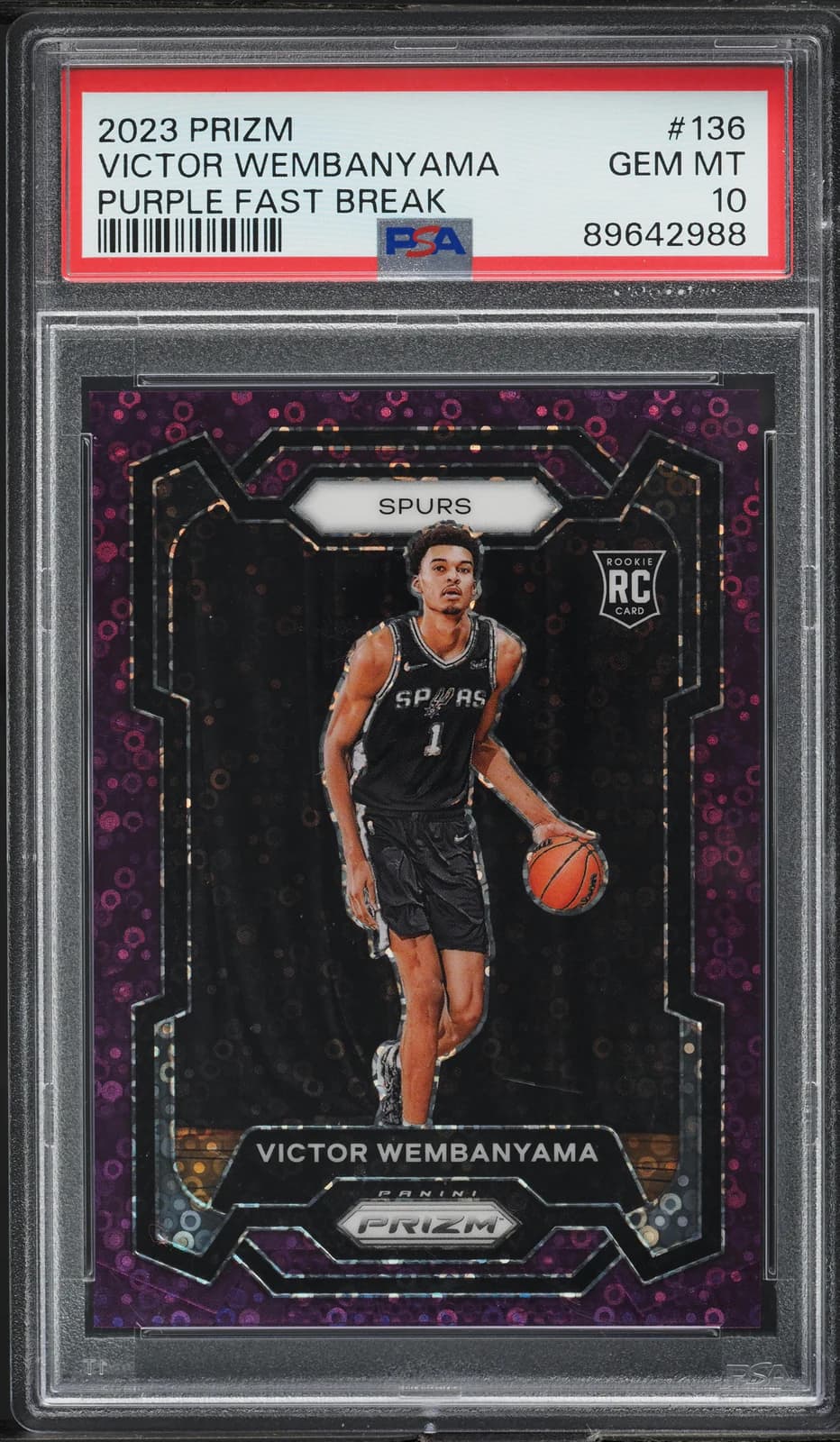 2023-24 Panini Prizm Fast Break Purple /75 Victor Wembanyama #136 example