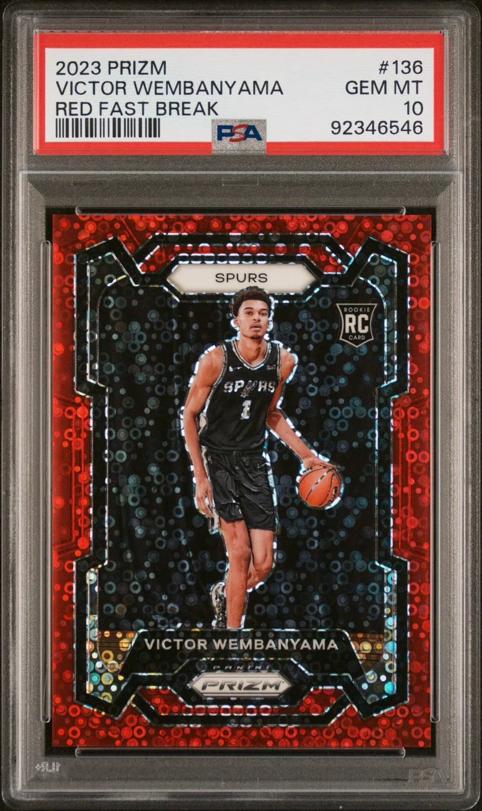 2023-24 Panini Prizm Fast Break Red /100 Victor Wembanyama #136 example
