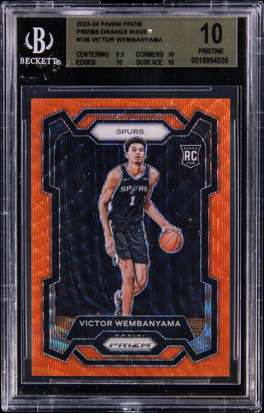 2023-24 Panini Prizm Orange Wave /60 Victor Wembanyama #136 example