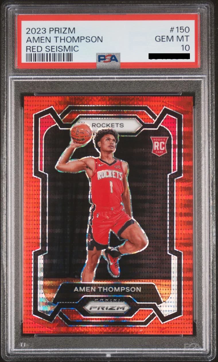 2023-24 Panini Prizm Red Seismic /299 Amen Thompson #150 example