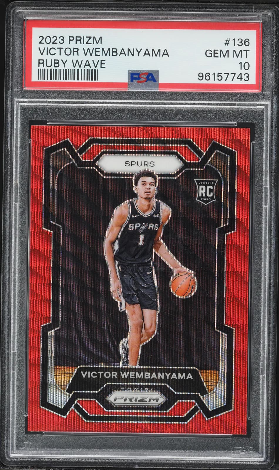 2023-24 Panini Prizm Ruby Wave Victor Wembanyama #136 example