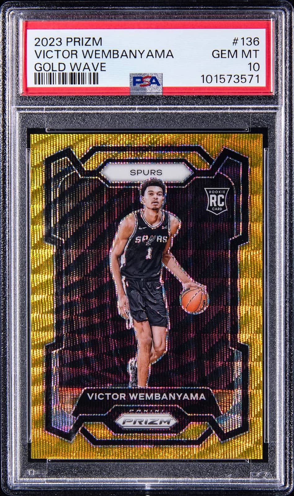 2023-24 Panini Prizm Wave Gold /10 Victor Wembanyama #136 example