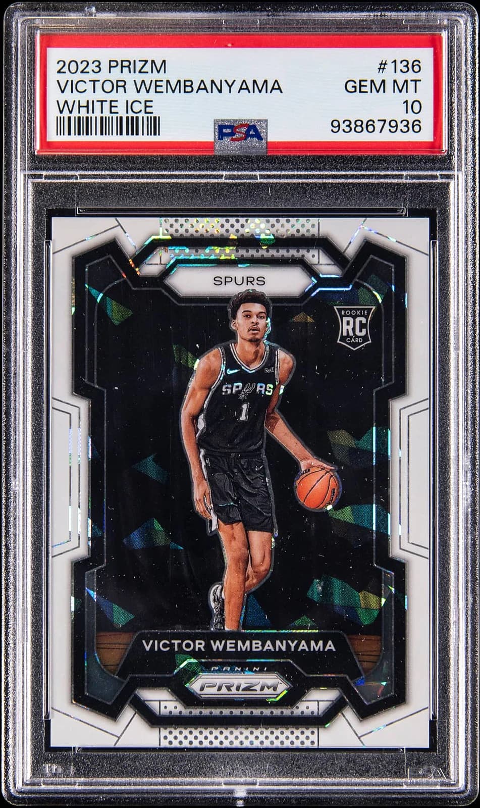 2023-24 Panini Prizm White Ice /35 Victor Wembanyama #136 example