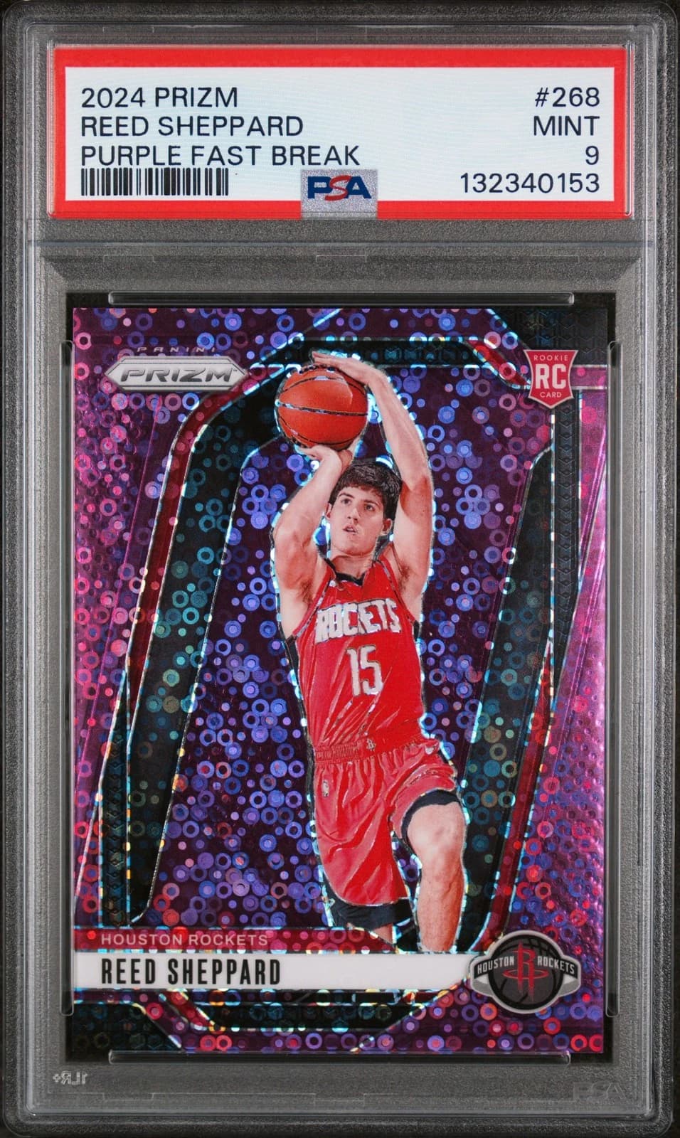 Reed Sheppard 2024-25 Panini Prizm Fast Break Purple /75 #268 example