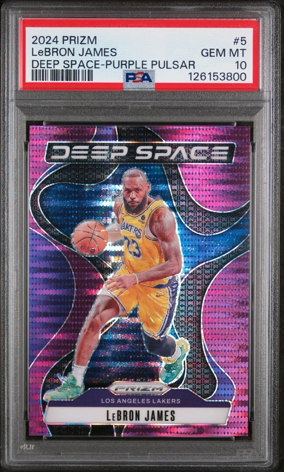 2024-25 Panini Prizm Deep Space Purple Pulsar LeBron James #5 clean example scan