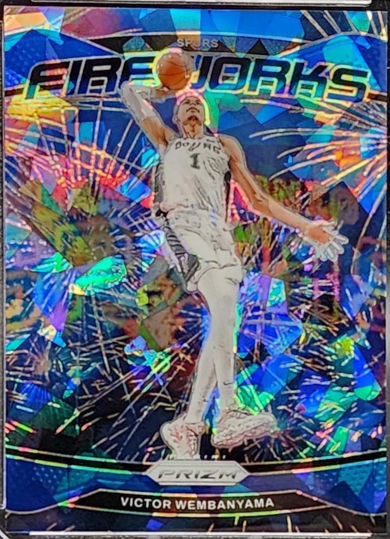 2024-25 Panini Prizm Fireworks Blue Ice Victor Wembanyama #2 clean example scan