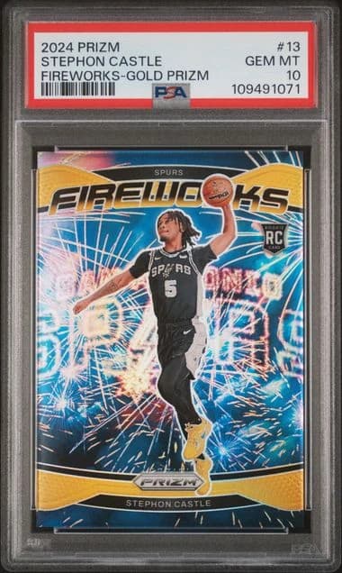 2024-25 Panini Prizm Fireworks Gold Stephon Castle #13 clean example scan