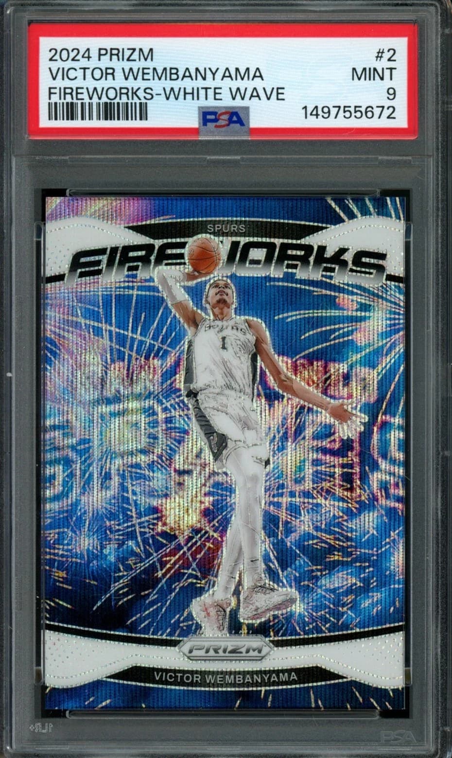 2024-25 Panini Prizm Fireworks White Wave Victor Wembanyama #2 clean example scan