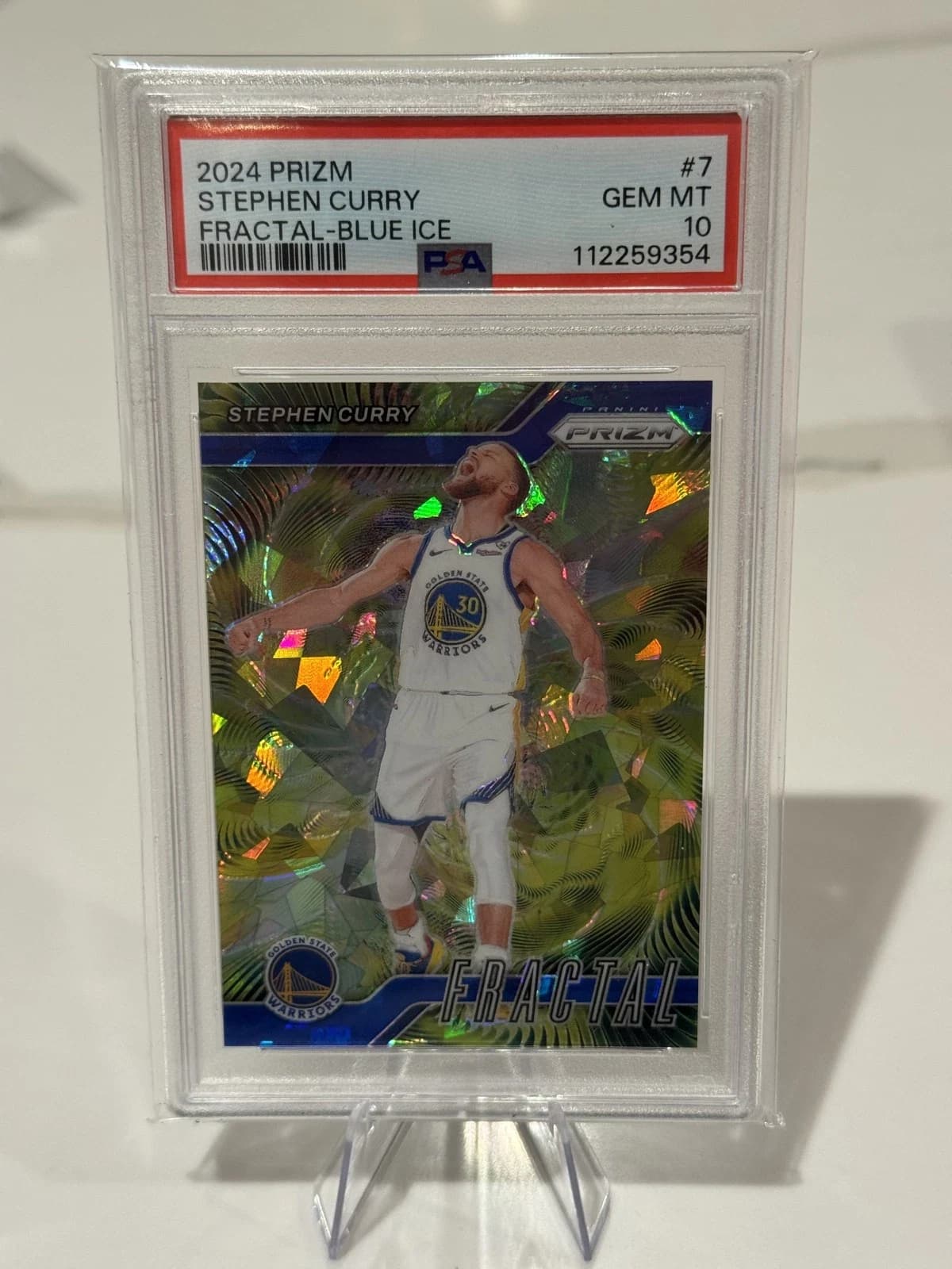2024-25 Panini Prizm Fractal Blue Ice Stephen Curry #7 clean example scan