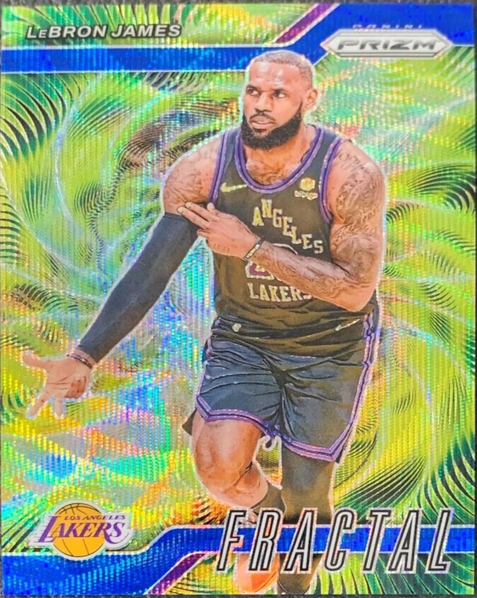 2024-25 Panini Prizm Fractal Blue Wave LeBron James #3 clean example scan