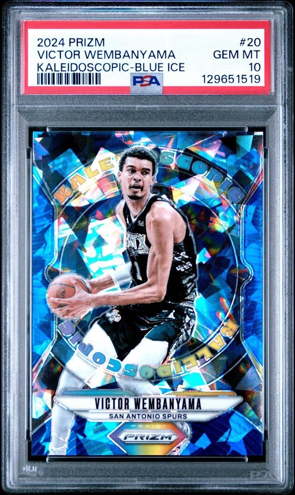 2024-25 Panini Prizm Kaleidoscopic Blue Ice Victor Wembanyama #20 clean example scan
