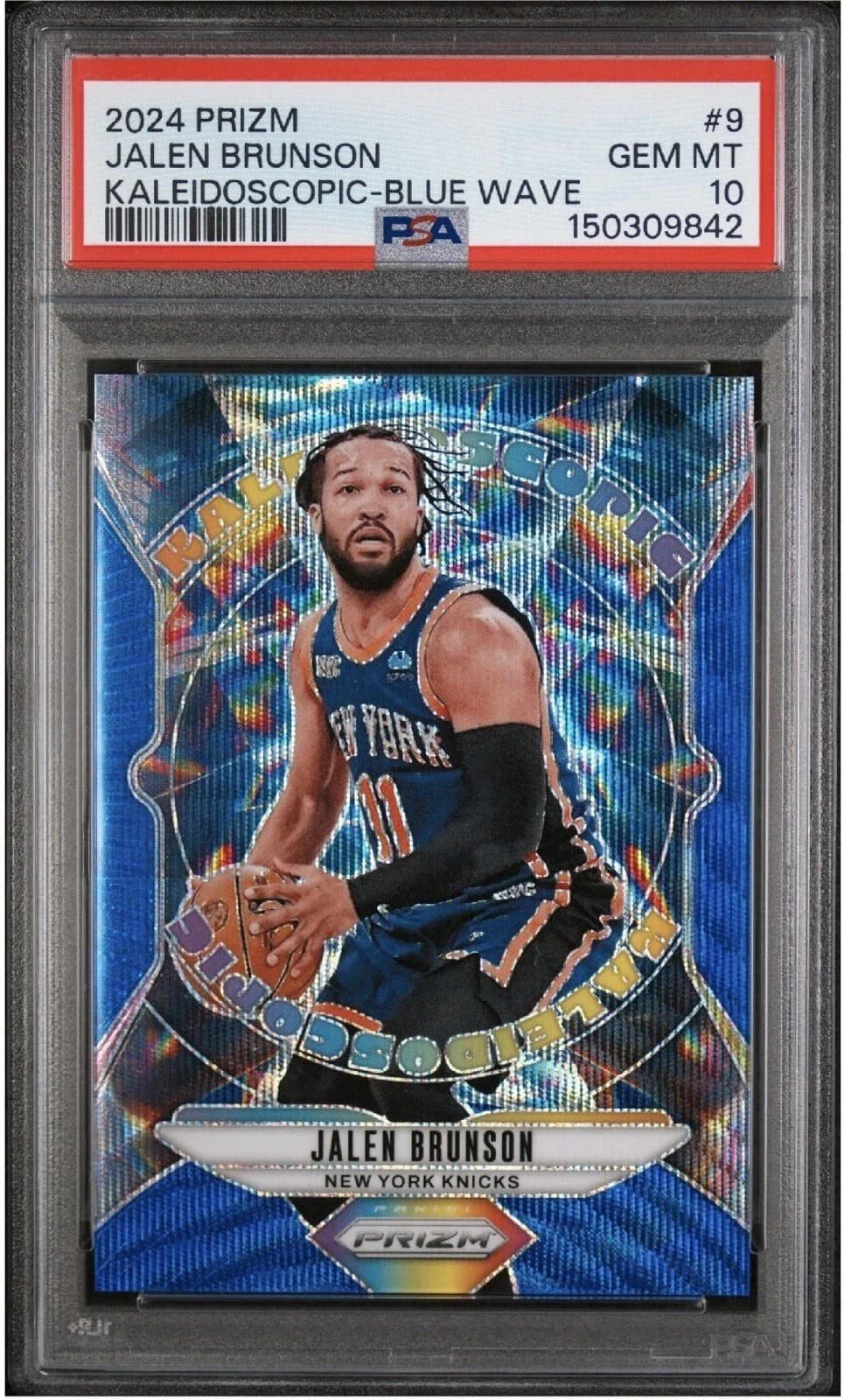 2024-25 Panini Prizm Kaleidoscopic Blue Wave Jalen Brunson #9 clean example scan