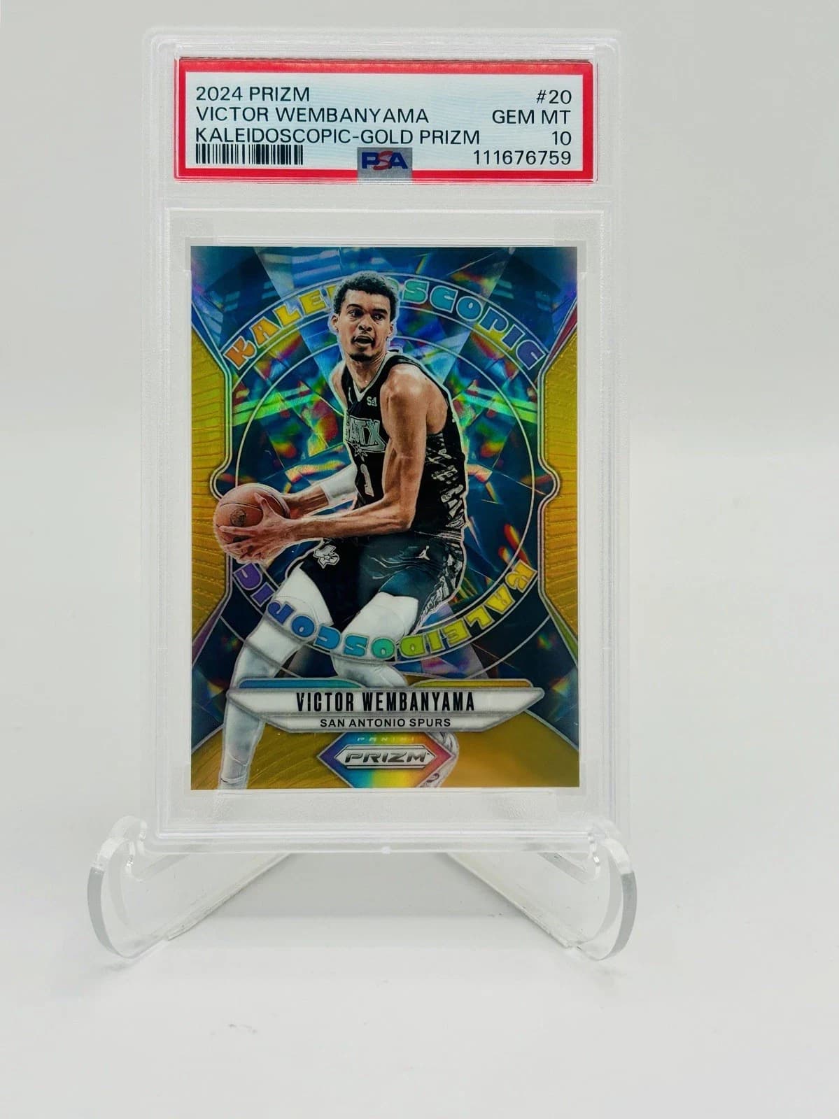 2024-25 Panini Prizm Kaleidoscopic Gold Victor Wembanyama #20 clean example scan