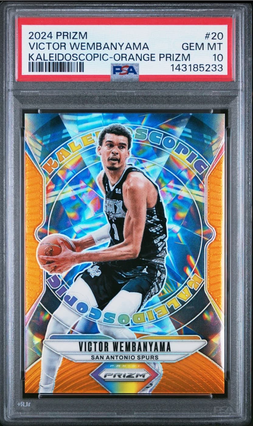 2024-25 Panini Prizm Kaleidoscopic Orange Victor Wembanyama #20 clean example scan