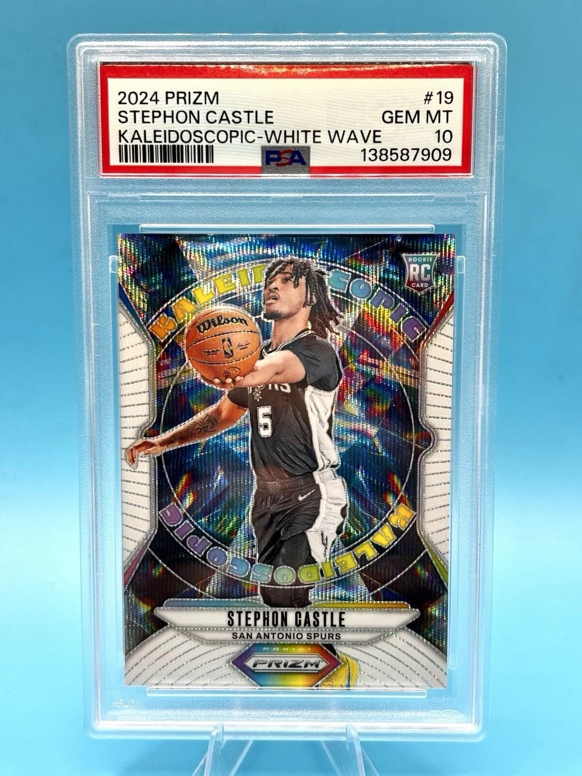 2024-25 Panini Prizm Kaleidoscopic White Wave Stephon Castle #19 clean example scan