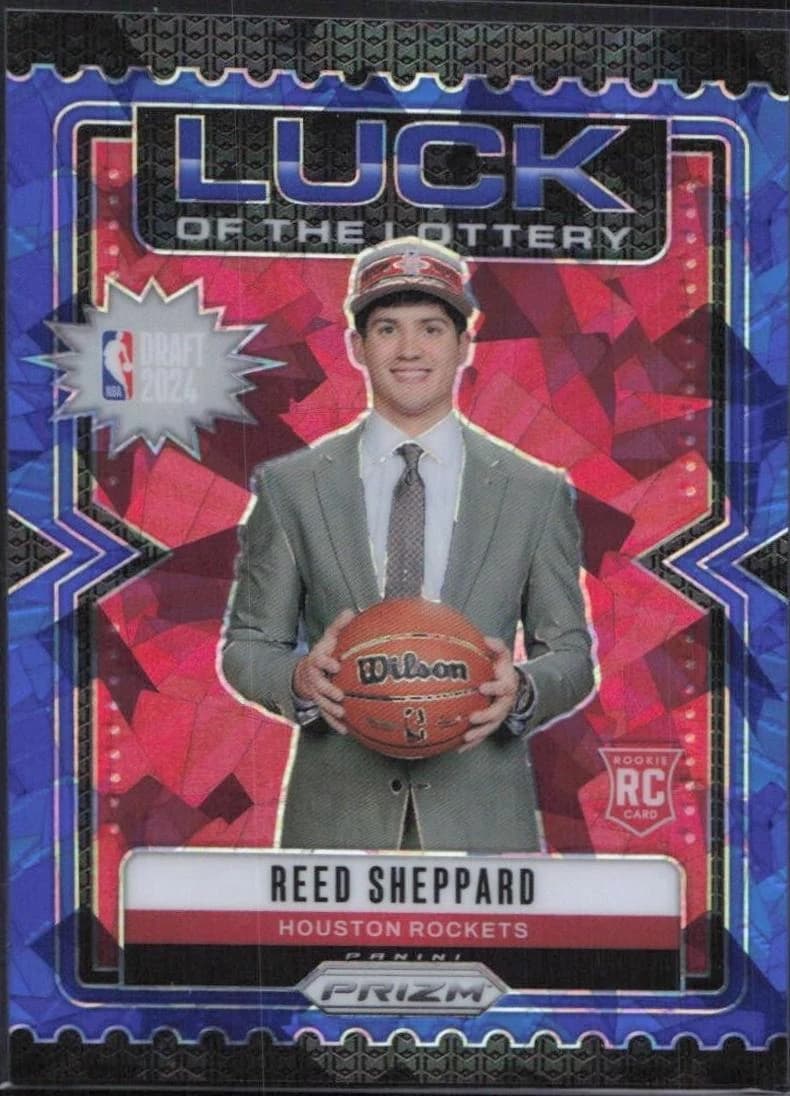 2024-25 Panini Prizm Luck of the Lottery Blue Ice Reed Sheppard #1 clean example scan