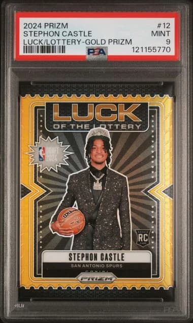 2024-25 Panini Prizm Luck of the Lottery Gold Stephon Castle #12 clean example scan