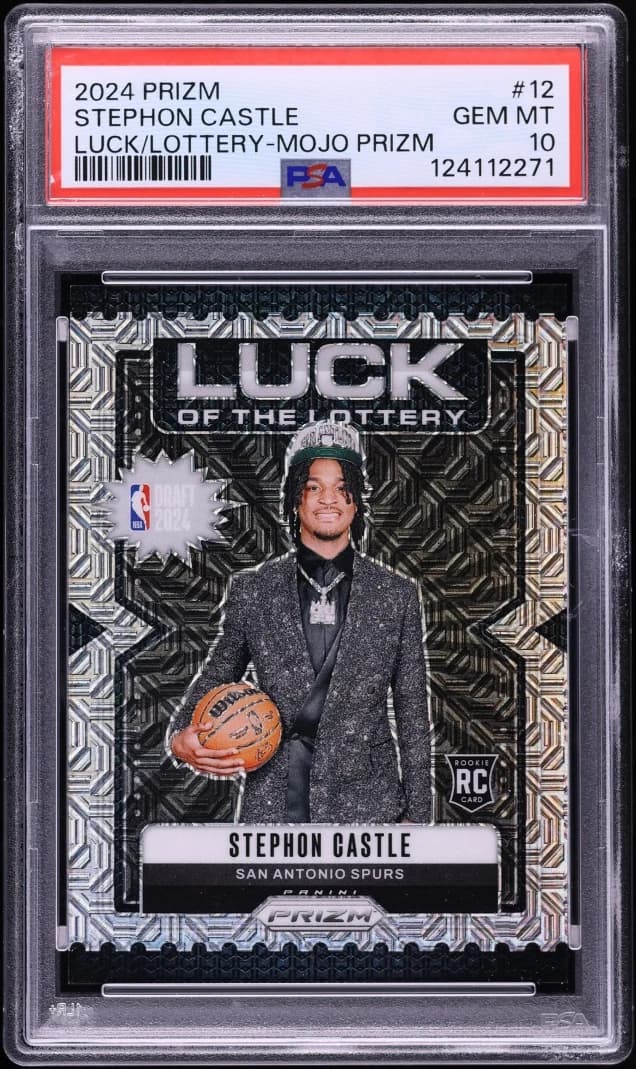 2024-25 Panini Prizm Luck of the Lottery Mojo Stephon Castle #12 clean example scan