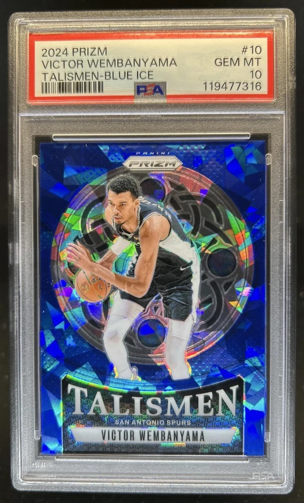 2024-25 Panini Prizm Talismen Blue Ice Victor Wembanyama #10 clean example scan
