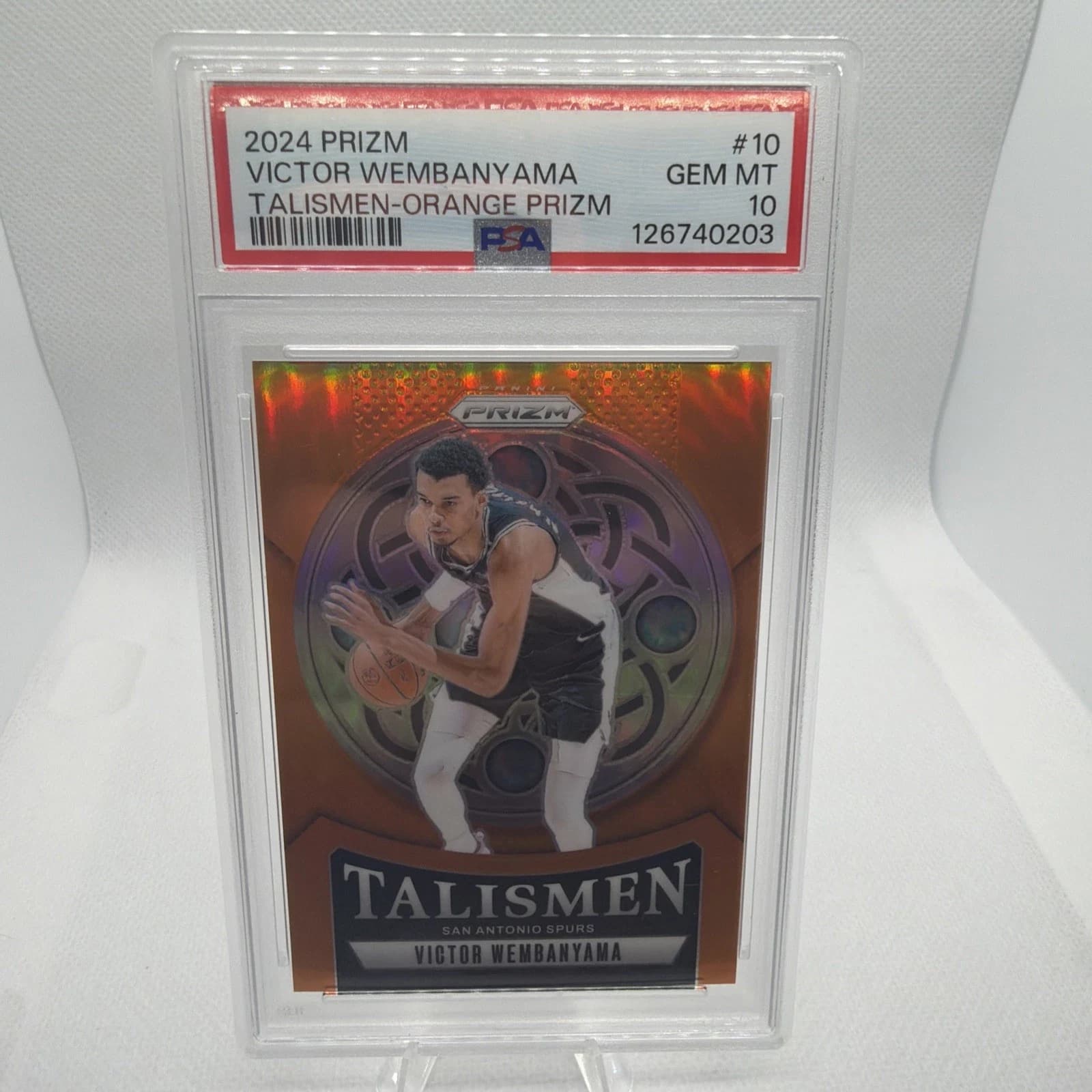 2024-25 Panini Prizm Talismen Orange Victor Wembanyama #10 clean example scan