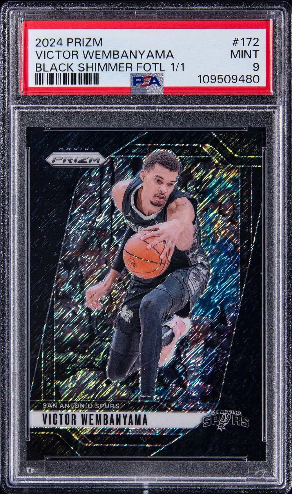 2024-25 Panini Prizm Black Shimmer 1/1 Victor Wembanyama #172 example