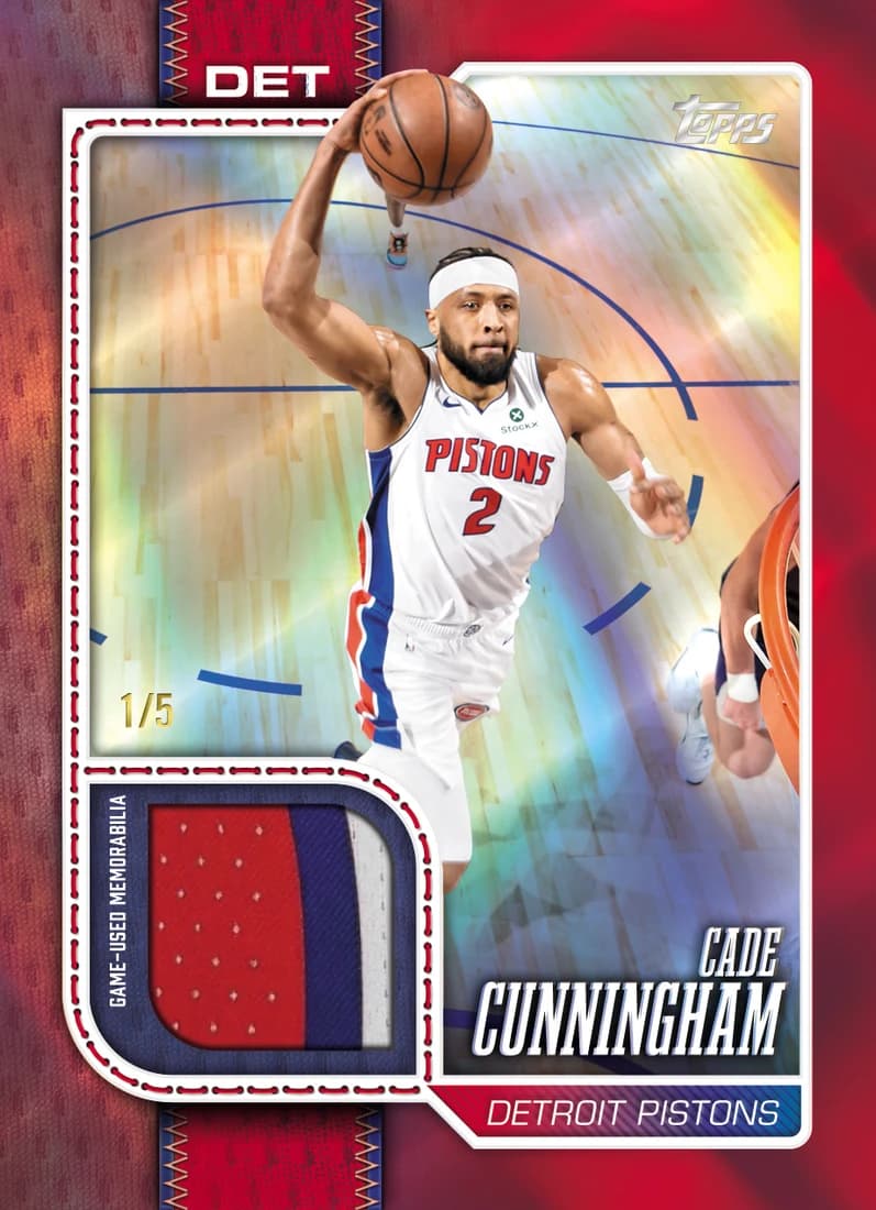 2026-27 Topps Basketball Cade Cunningham — Flagship Real One Relic, Red Rainbow /5 — manufacturer preview