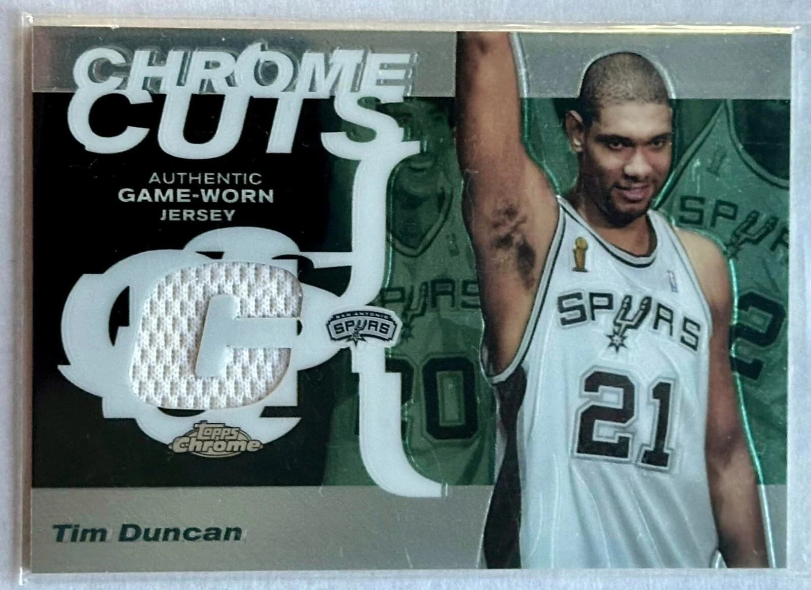 2003-04 Topps Chrome Cuts Relics Base Tim Duncan #TD exact clean example scan