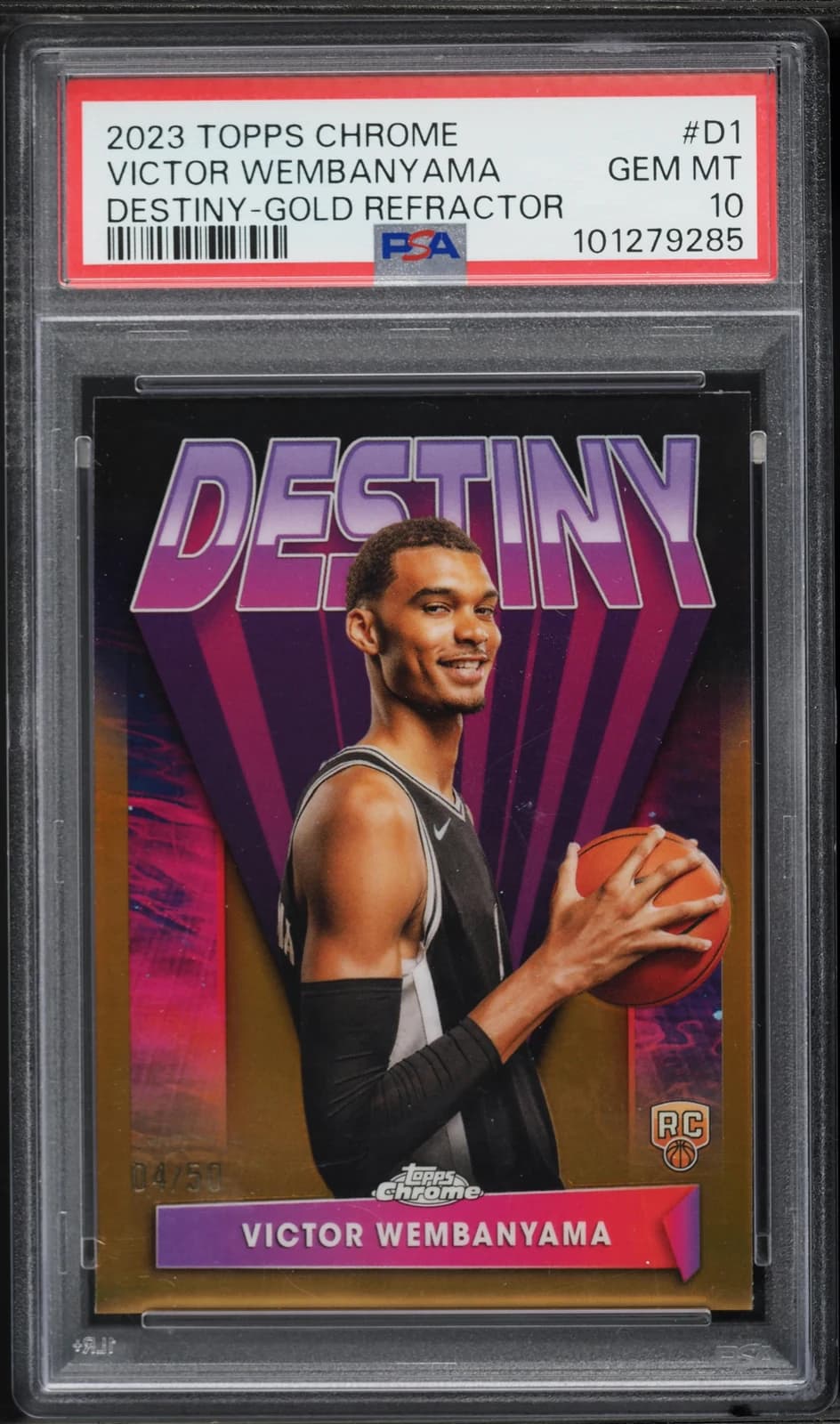 2023-24 Topps Chrome Destiny Refractor Gold Victor Wembanyama exact clean front