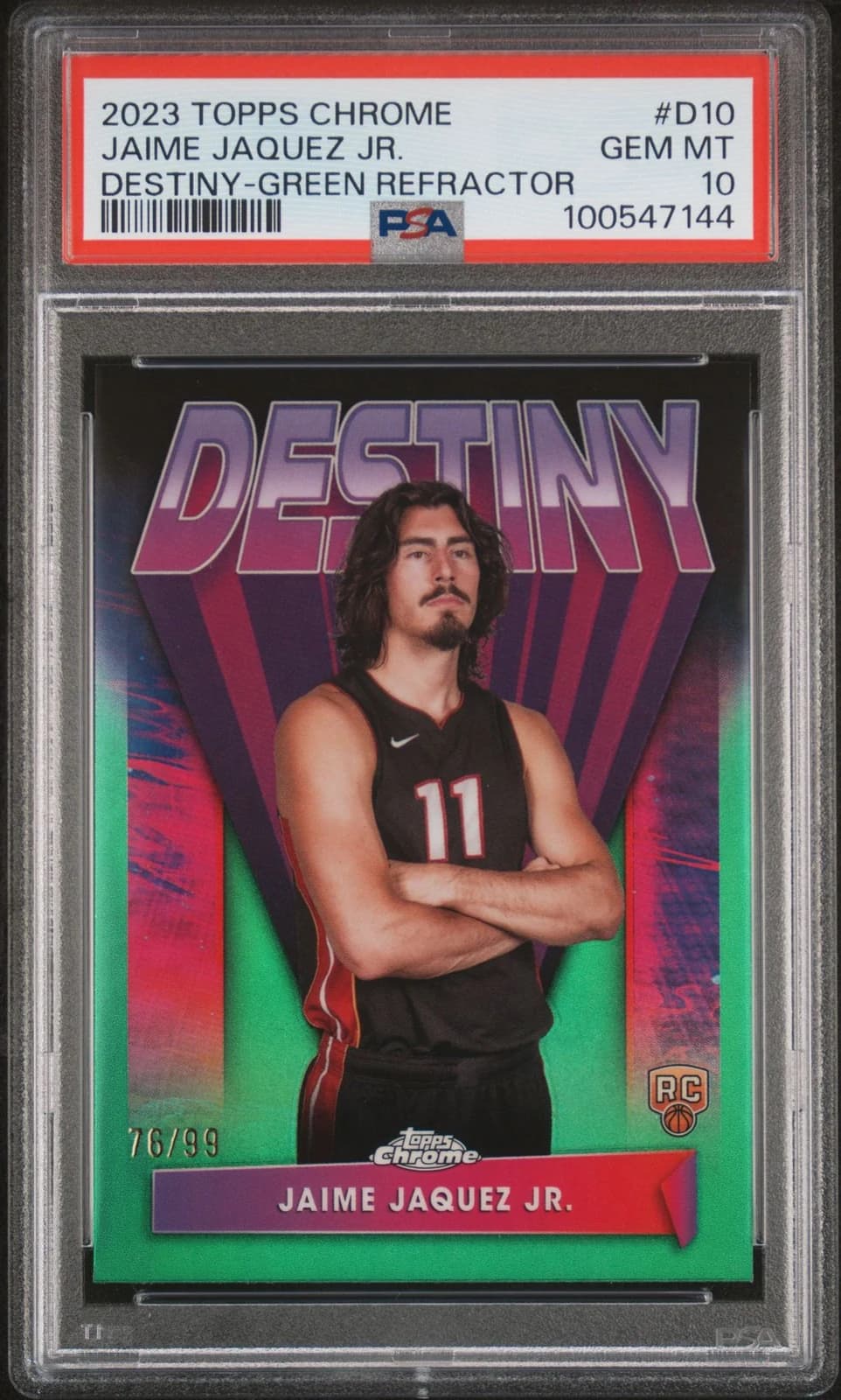 2023-24 Topps Chrome Destiny Refractor Green exact clean official PSA SecureScan