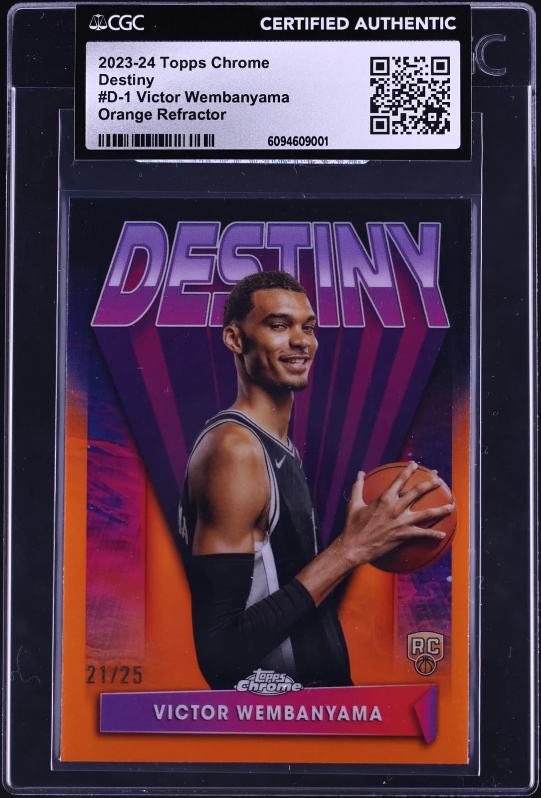 2023-24 Topps Chrome Destiny Refractor Orange Victor Wembanyama exact clean front