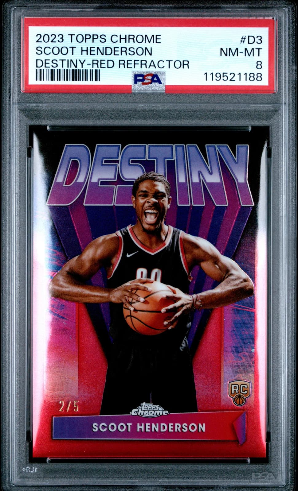 2023-24 Topps Chrome Destiny Refractor Red Scoot Henderson exact clean front