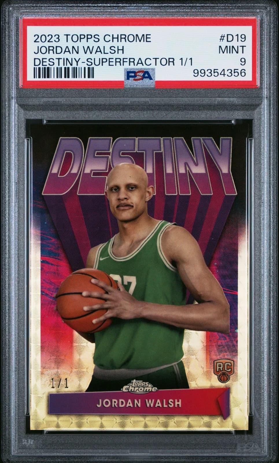 2023-24 Topps Chrome Destiny SuperFractor Jordan Walsh #D19 exact clean example scan