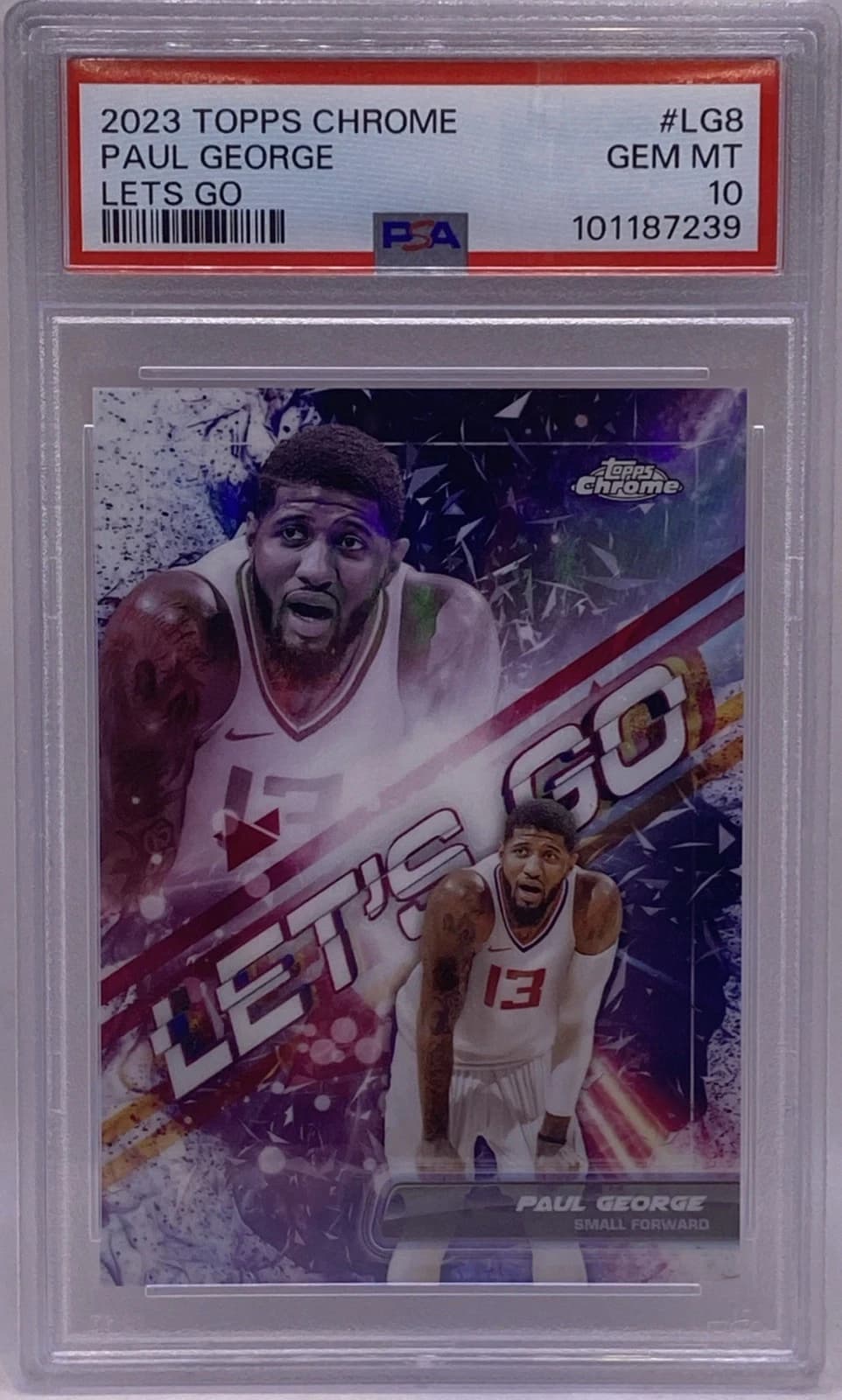 2023-24 Topps Chrome Let’s Go Base Paul George exact clean example scan
