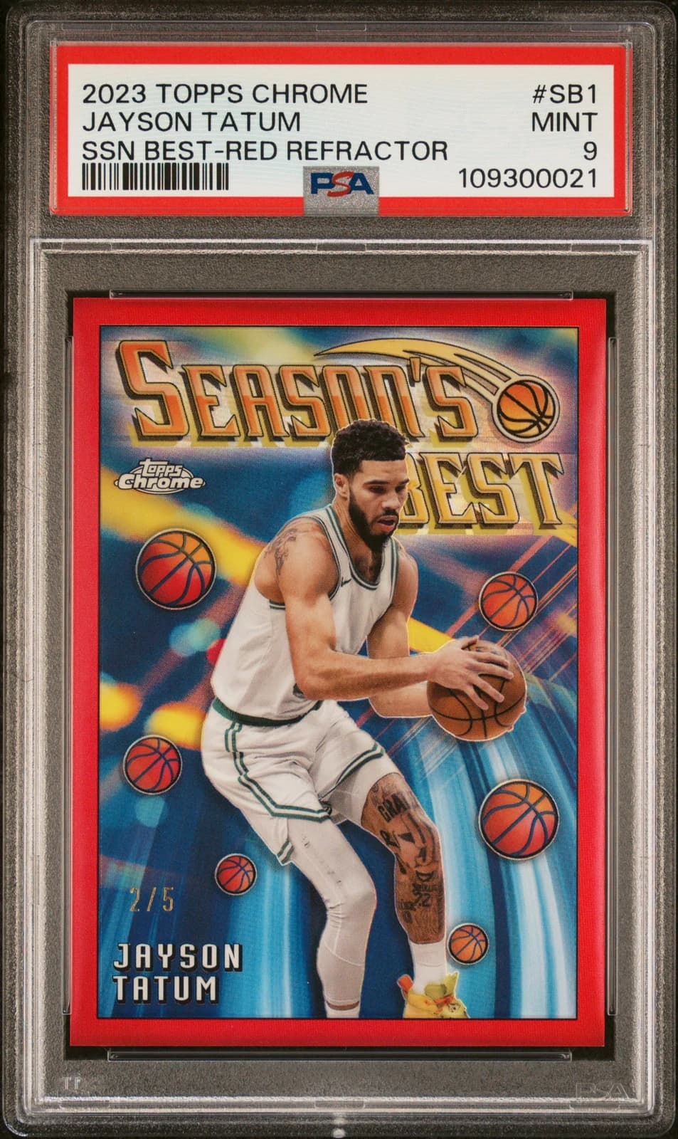 2023-24 Topps Chrome Seasons Best Refractor Red Jayson Tatum exact clean front