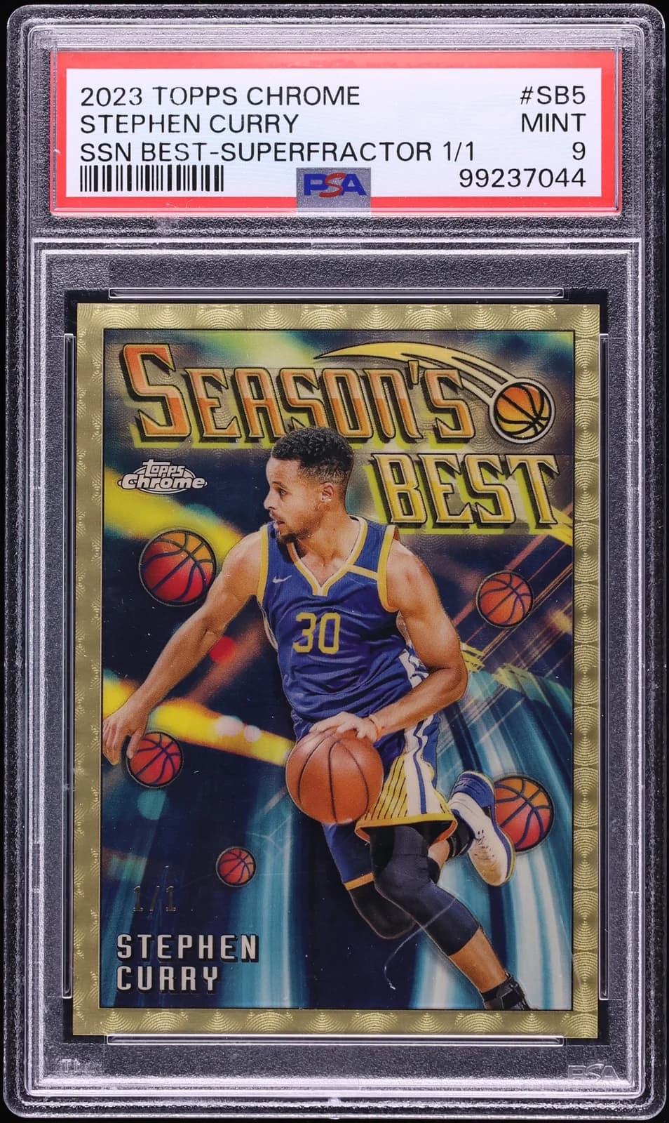 2023-24 Topps Chrome Seasons Best SuperFractor Stephen Curry exact clean front