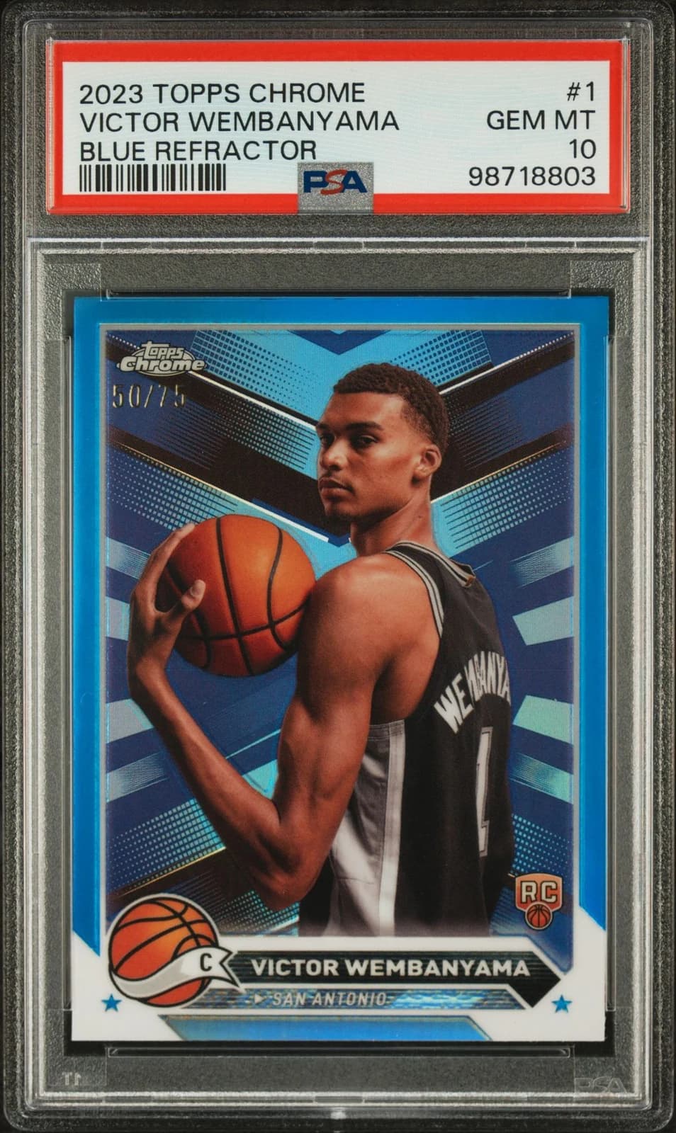 Victor Wembanyama 2023-24 Topps Chrome Blue Refractors /75 #1 exact example