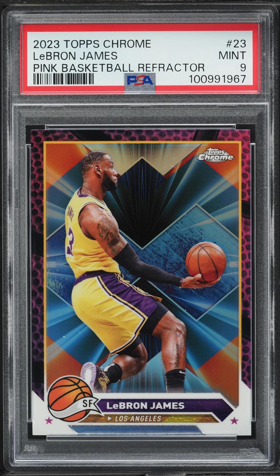LeBron James 2023-24 Topps Chrome Pink Basketball Refractors #23 exact example