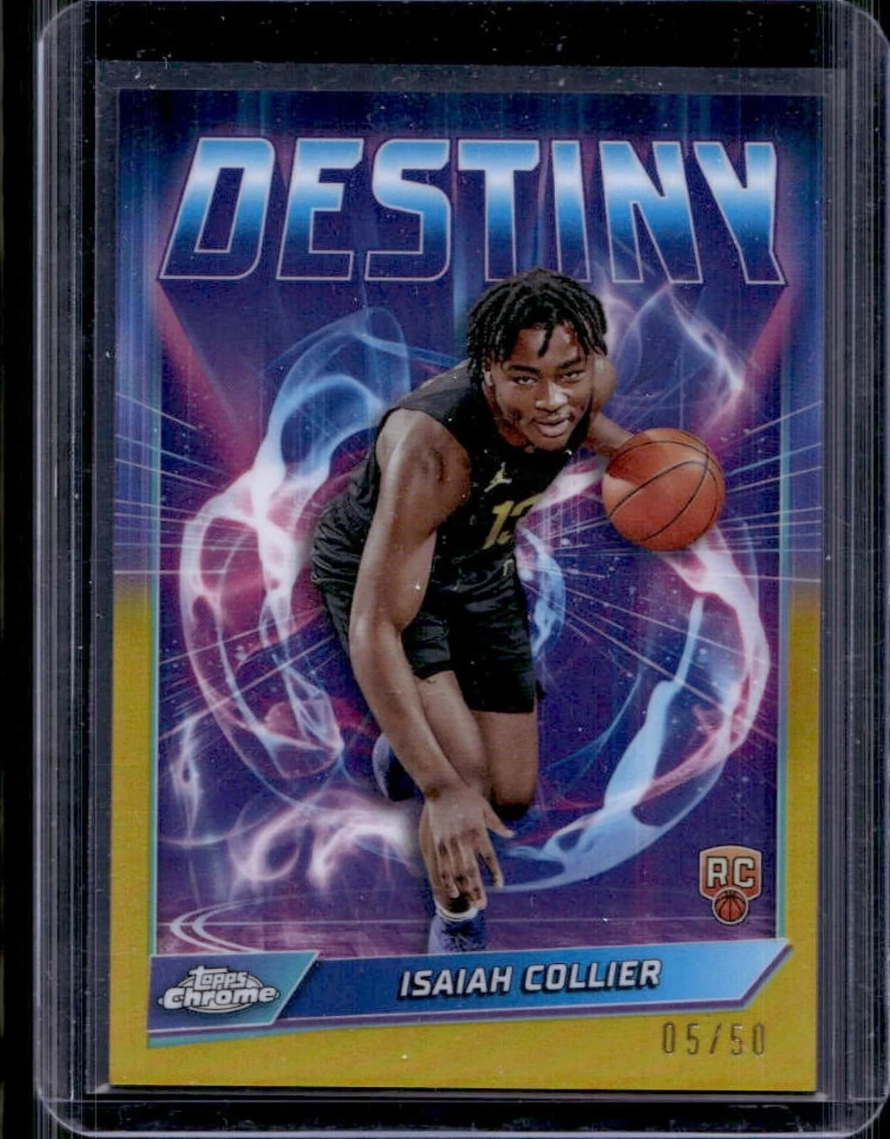 2024-25 Topps Chrome Destiny Gold Refractor Isaiah Collier exact clean example scan