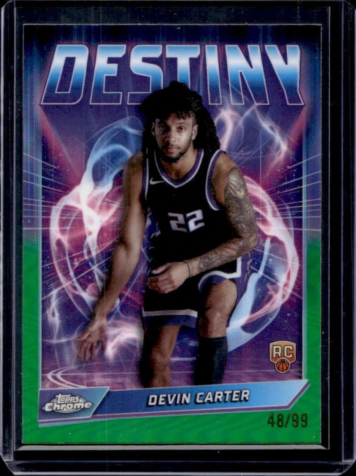 2024-25 Topps Chrome Destiny Green Refractor Devin Carter exact clean example scan