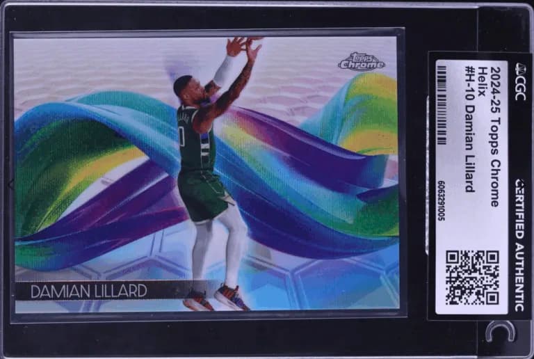 2024-25 Topps Chrome Helix Base Damian Lillard exact clean certified front