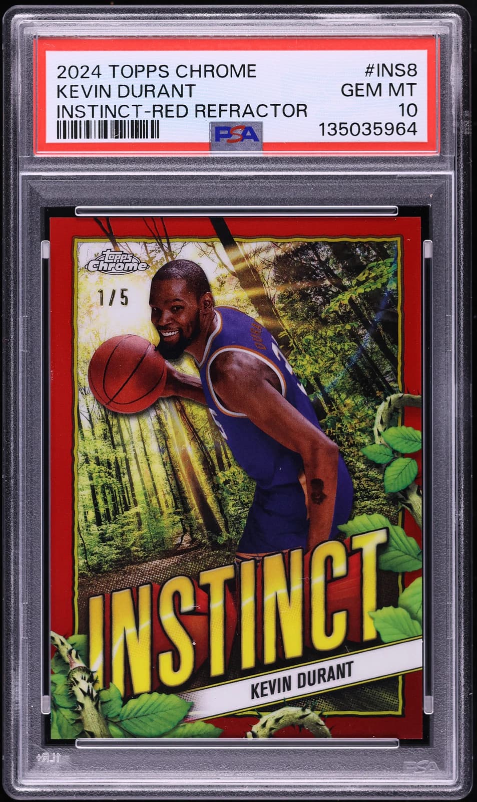2024-25 Topps Chrome Instinct Red Refractor Kevin Durant exact clean certified front