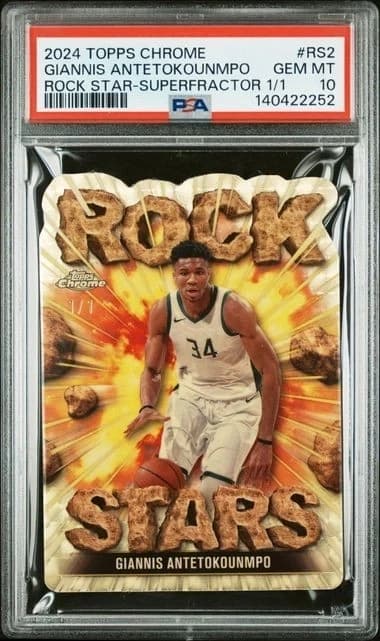 2024-25 Topps Chrome Rock Stars SuperFractor Giannis Antetokounmpo exact clean example scan