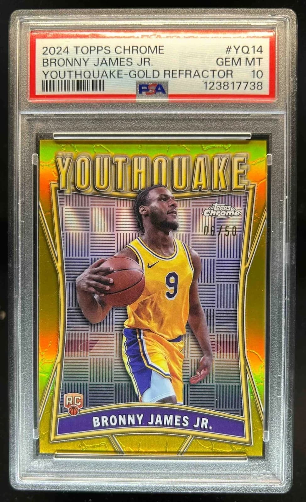 2024-25 Topps Chrome YouthQuake Gold Refractor Bronny James Jr. #YQ14 exact clean front
