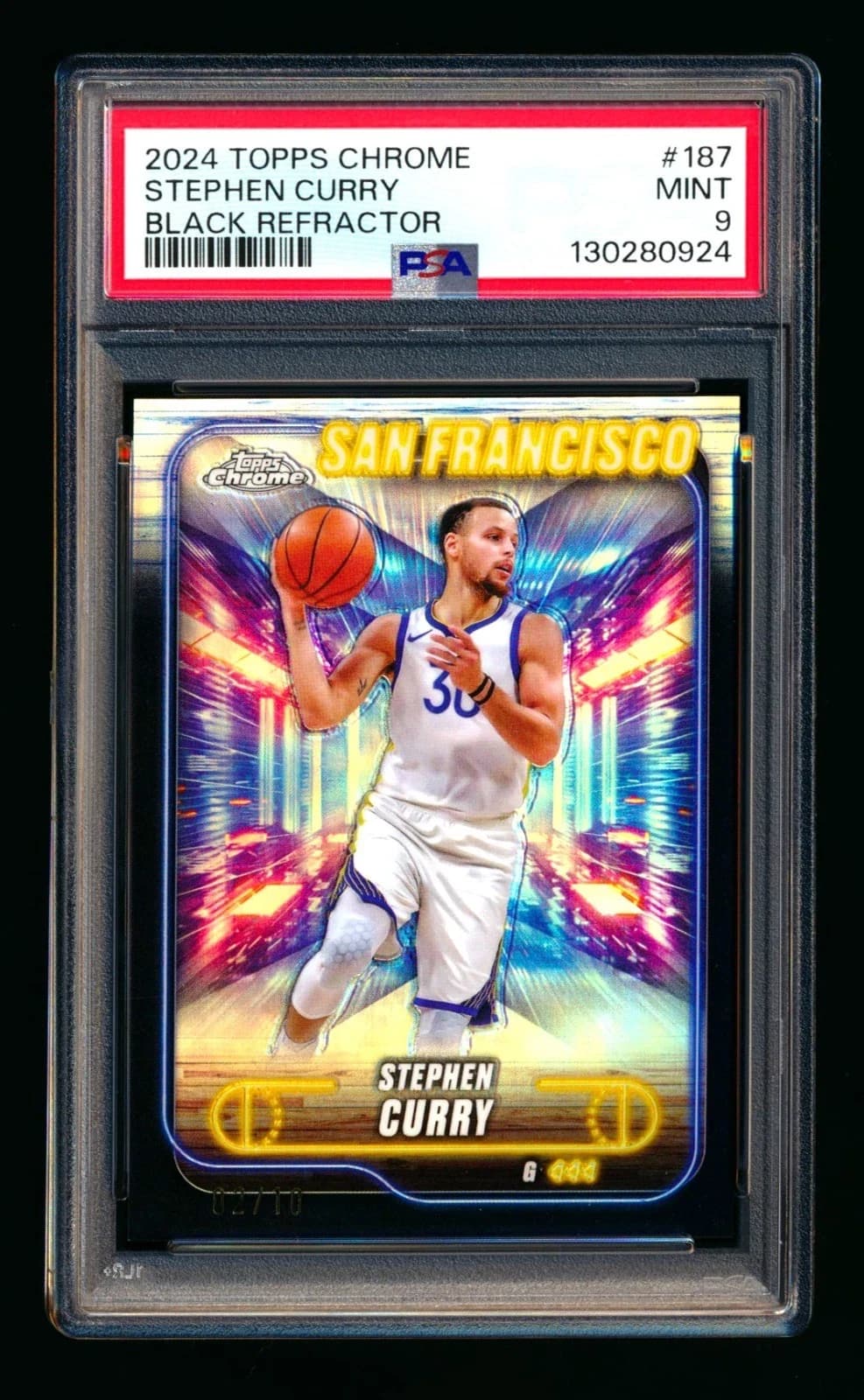 Stephen Curry 2024-25 Topps Chrome Black Refractor /10 #187 exact example